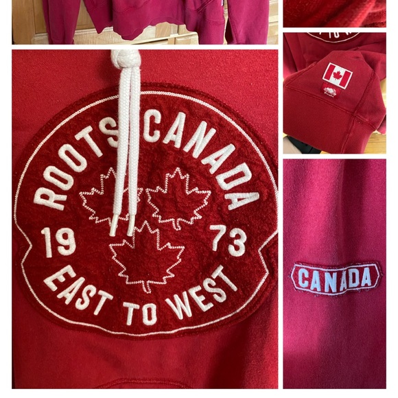 Roots Mens Medium Red Hoodie - Picture 2 of 2